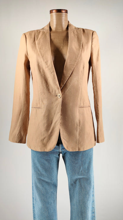 Blazer de lino marrón Massimo Dutti