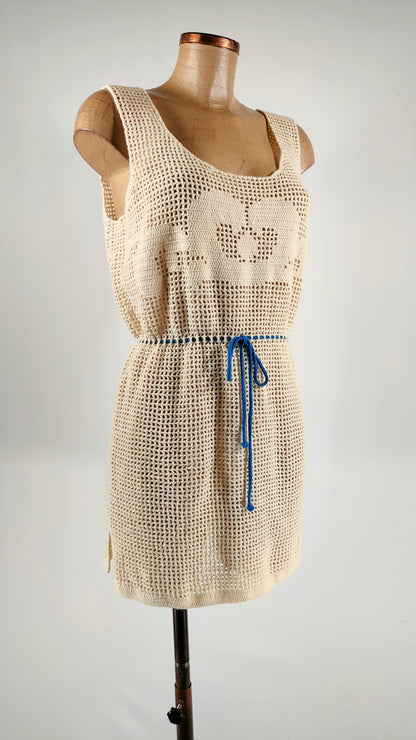 Vestido de punto con lazo azul