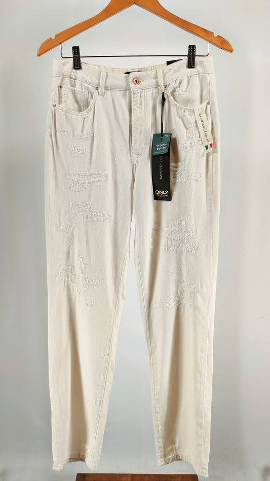 Pantalones Only blancos con efecto descosido