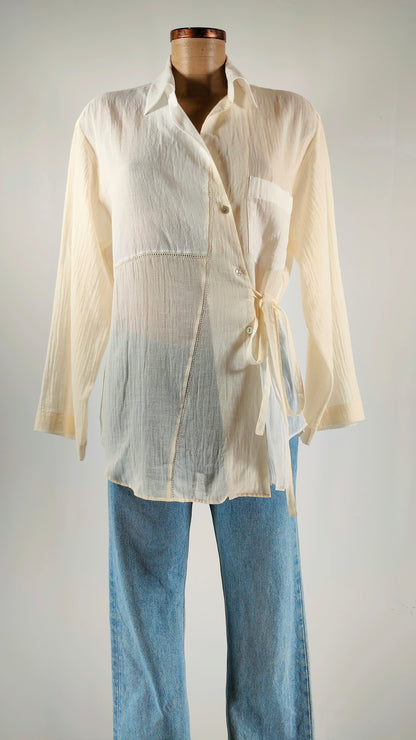 Camisa Massimo Dutti semitransparente lazo