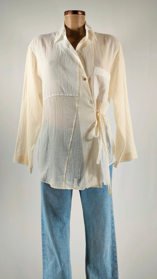 Camisa Massimo Dutti semitransparente lazo