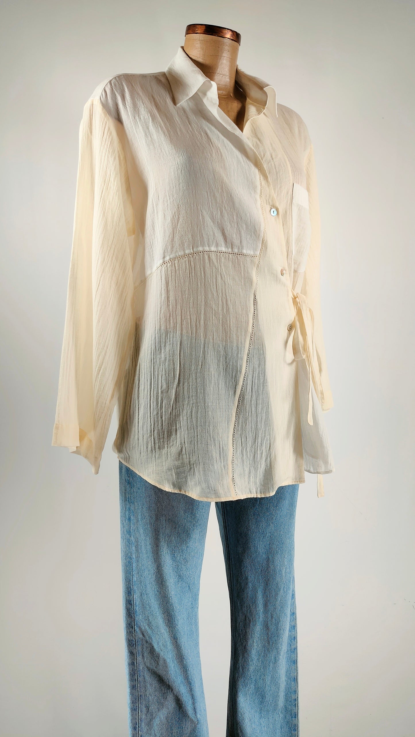 Camisa Massimo Dutti semitransparente lazo