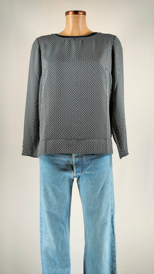Blusa azul estampada Cortefiel