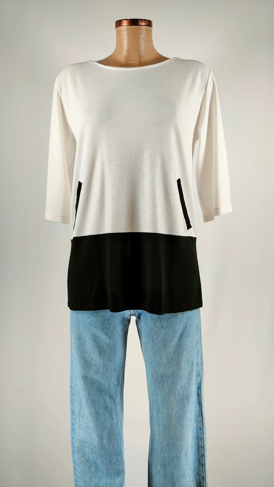 Camiseta bicolor Zenia blanco y negro