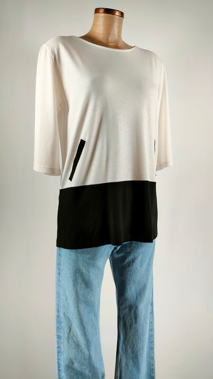 Camiseta bicolor Zenia blanco y negro