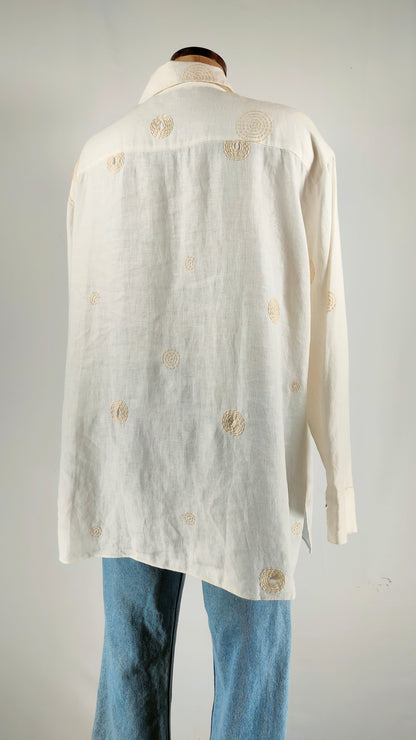 Camisa de lino con bordado Massimo Dutti