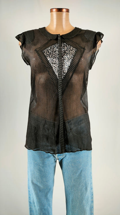 Top de seda Custo negro
