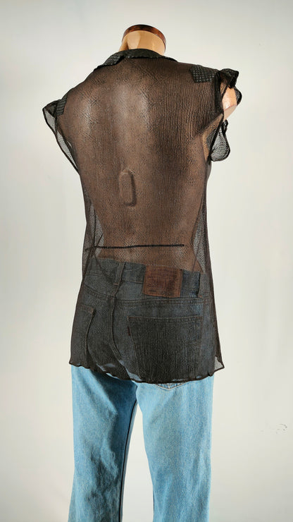 Top de seda Custo negro