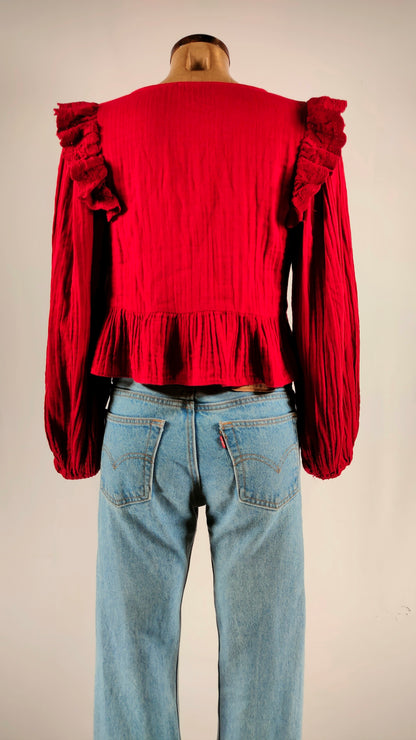Blusa crop cereza