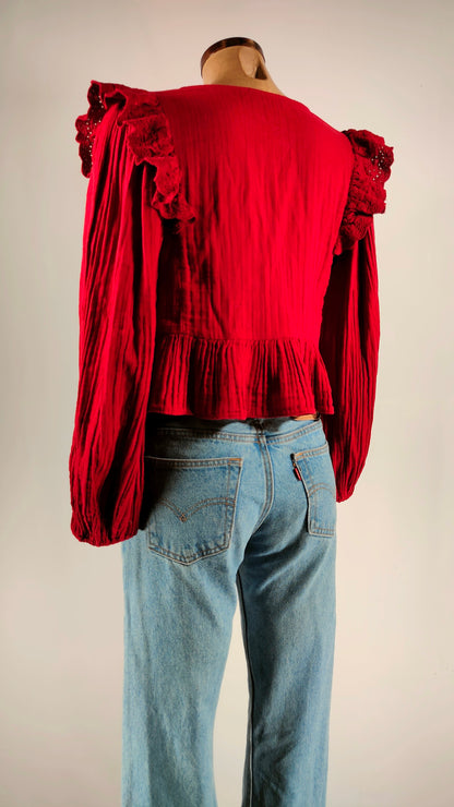 Blusa crop cereza