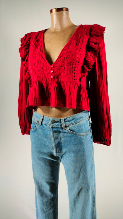 Blusa crop cereza