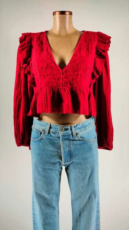 Blusa crop cereza