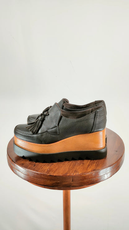 Mocasines de piel con plataforma y suela dentada