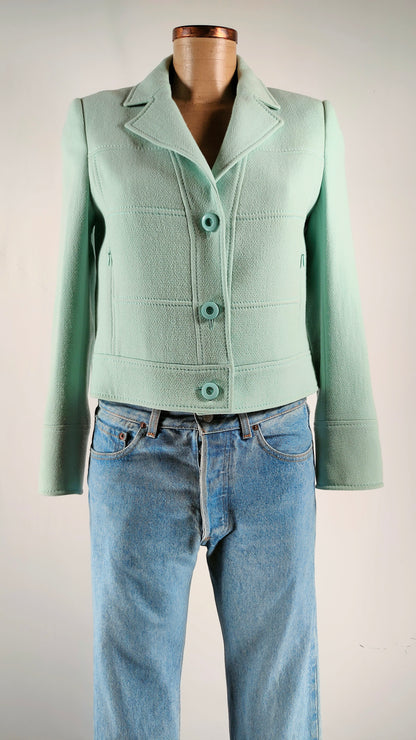 Chaqueta 100% de lana virgen verde Escada