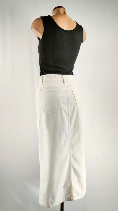Falda midi tejana blanca Massimo Dutti