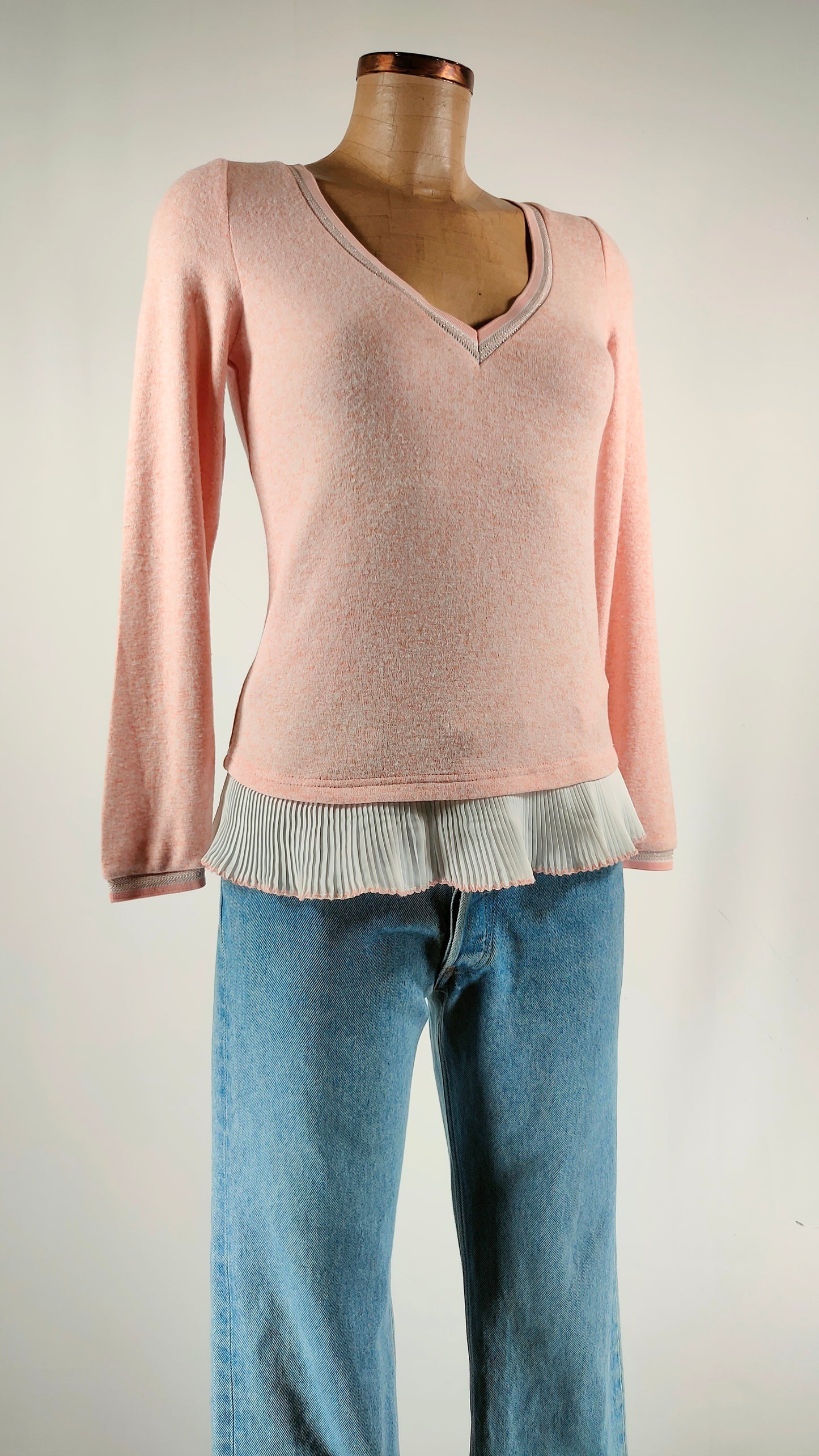 Jersey Naf Naf con detalle plisado blanco