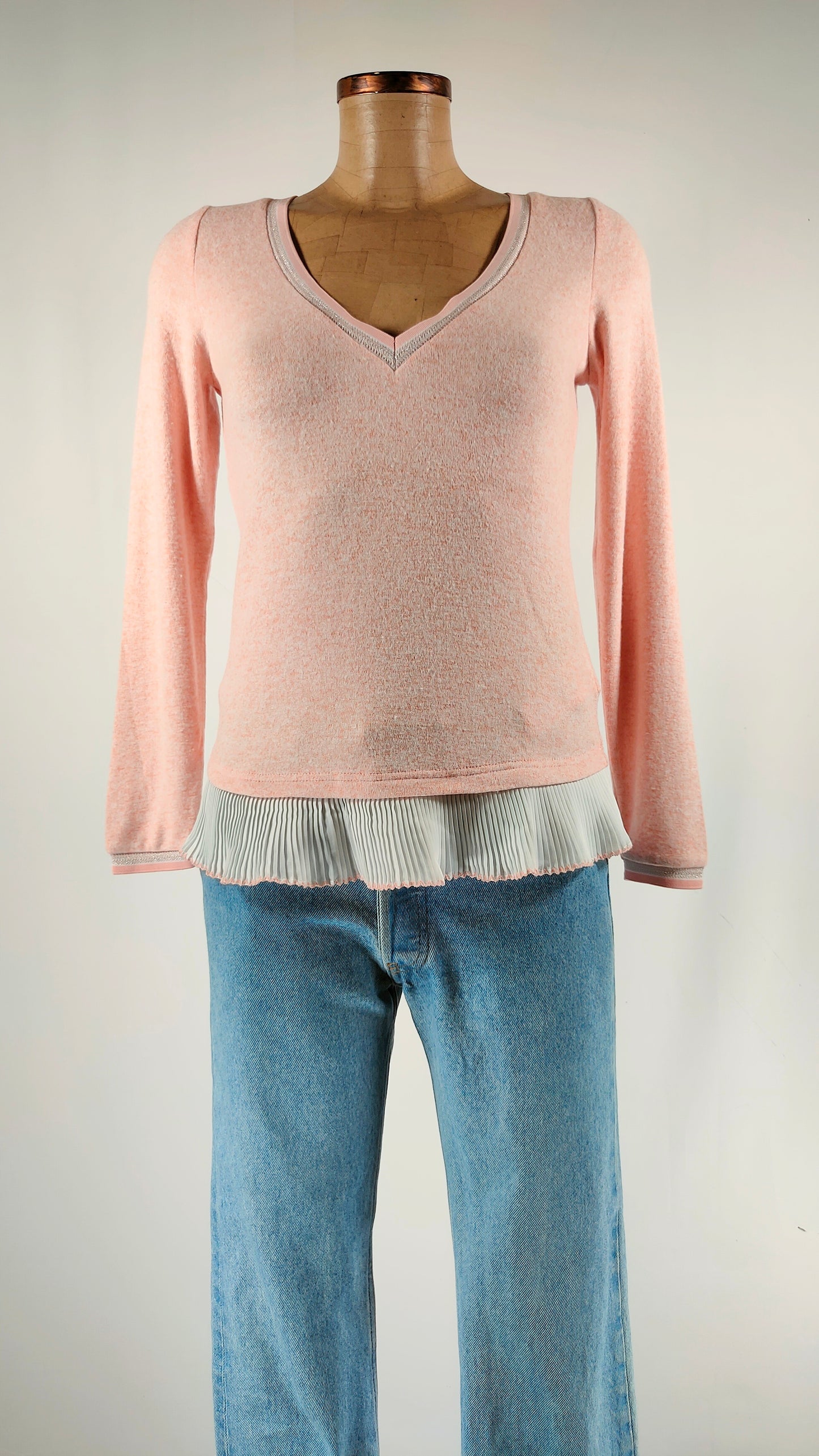 Jersey Naf Naf con detalle plisado blanco
