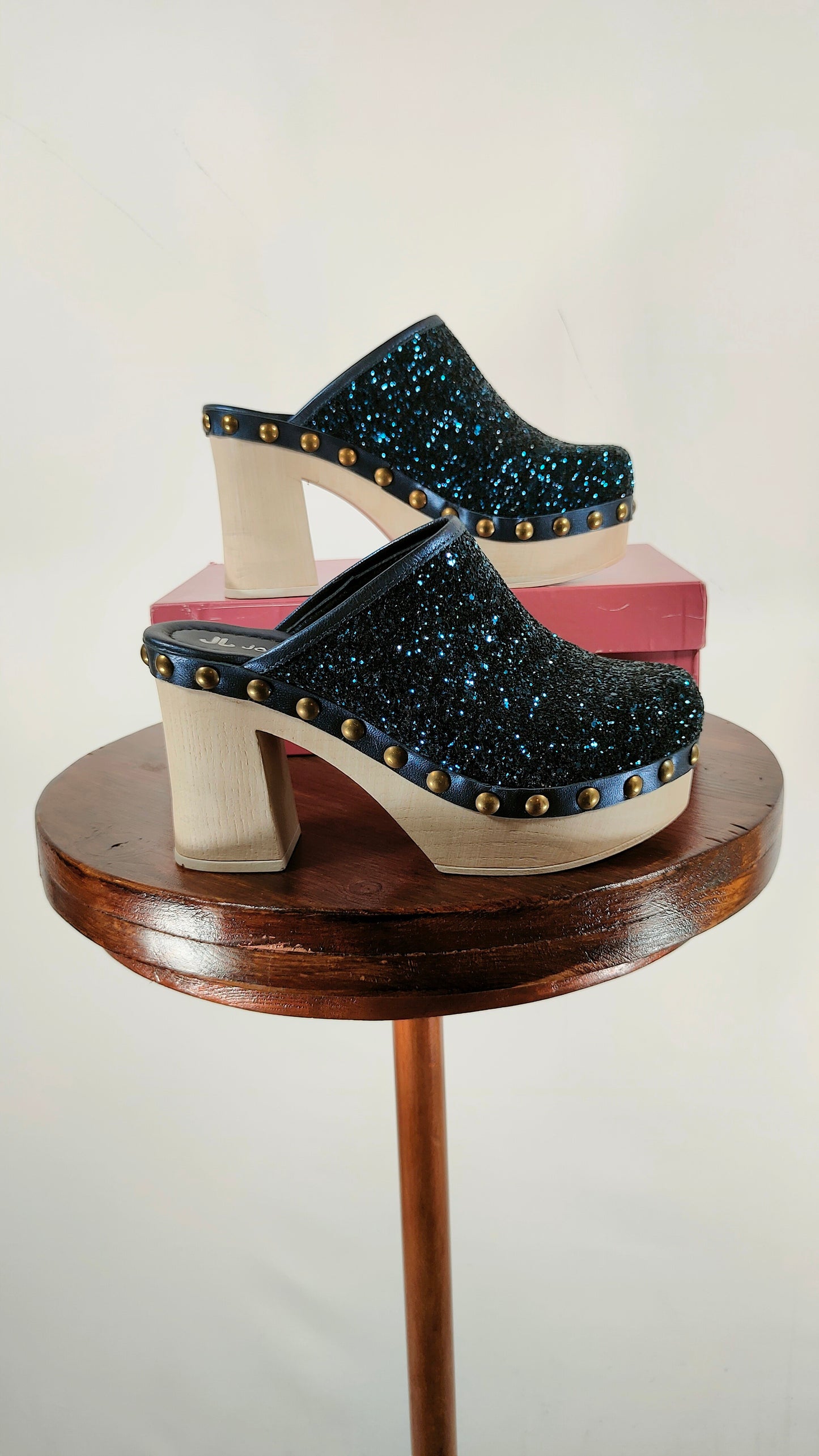 Zuecos glitter brillantes azules Jorge Juan