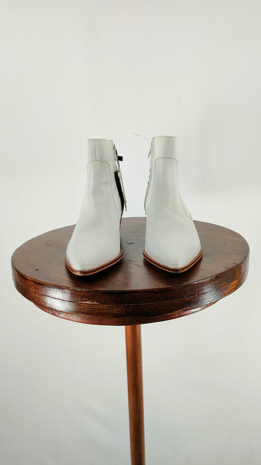 Botines blancos de piel Zara