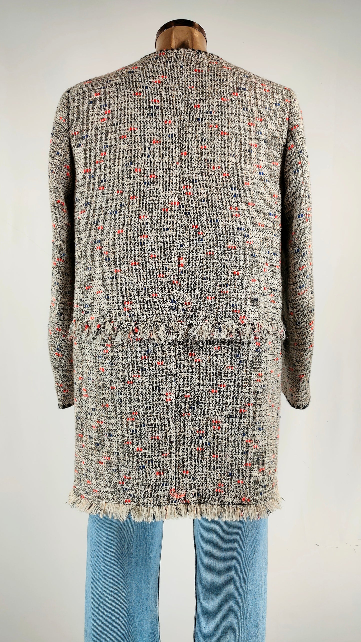 Abrigo tweed con bolsillos Zara