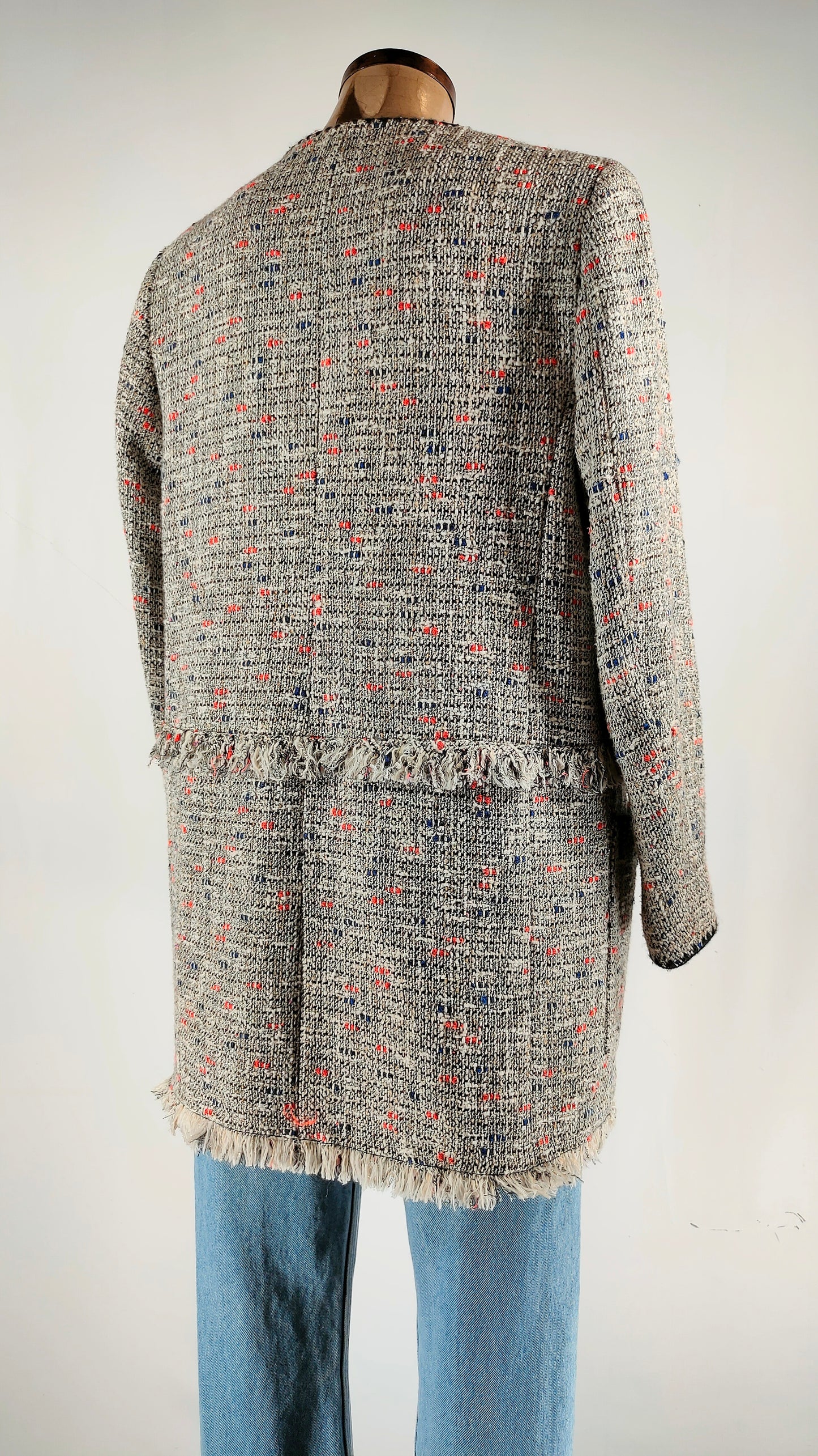 Abrigo tweed con bolsillos Zara