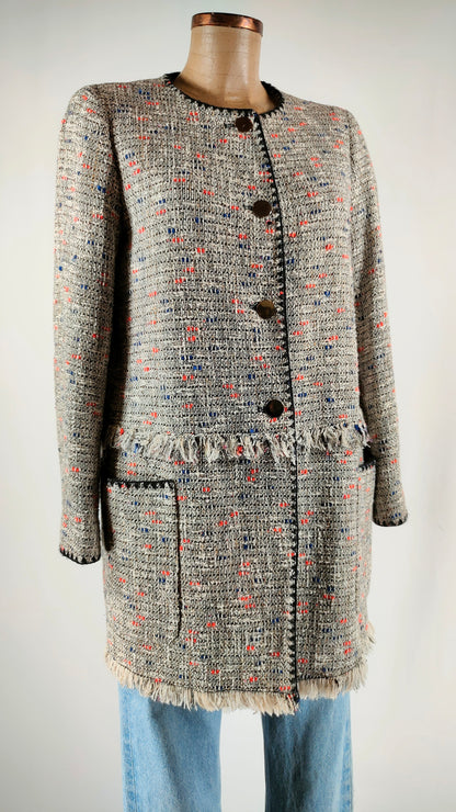 Abrigo tweed con bolsillos Zara