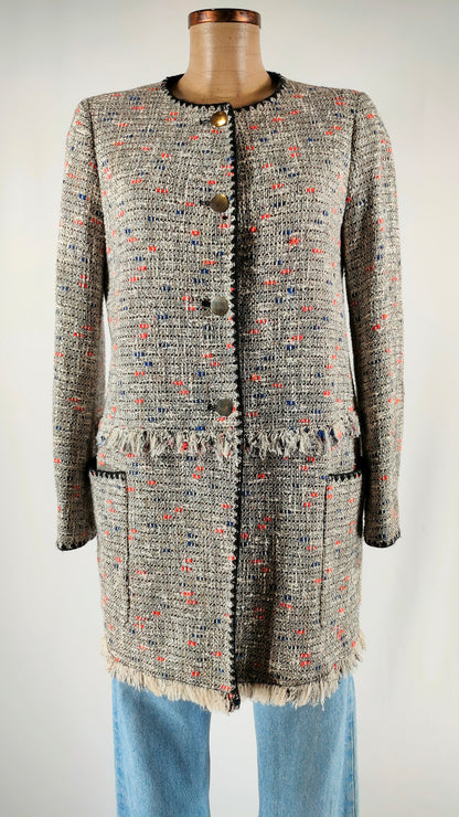 Abrigo tweed con bolsillos Zara