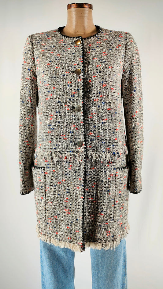 Abrigo tweed con bolsillos Zara