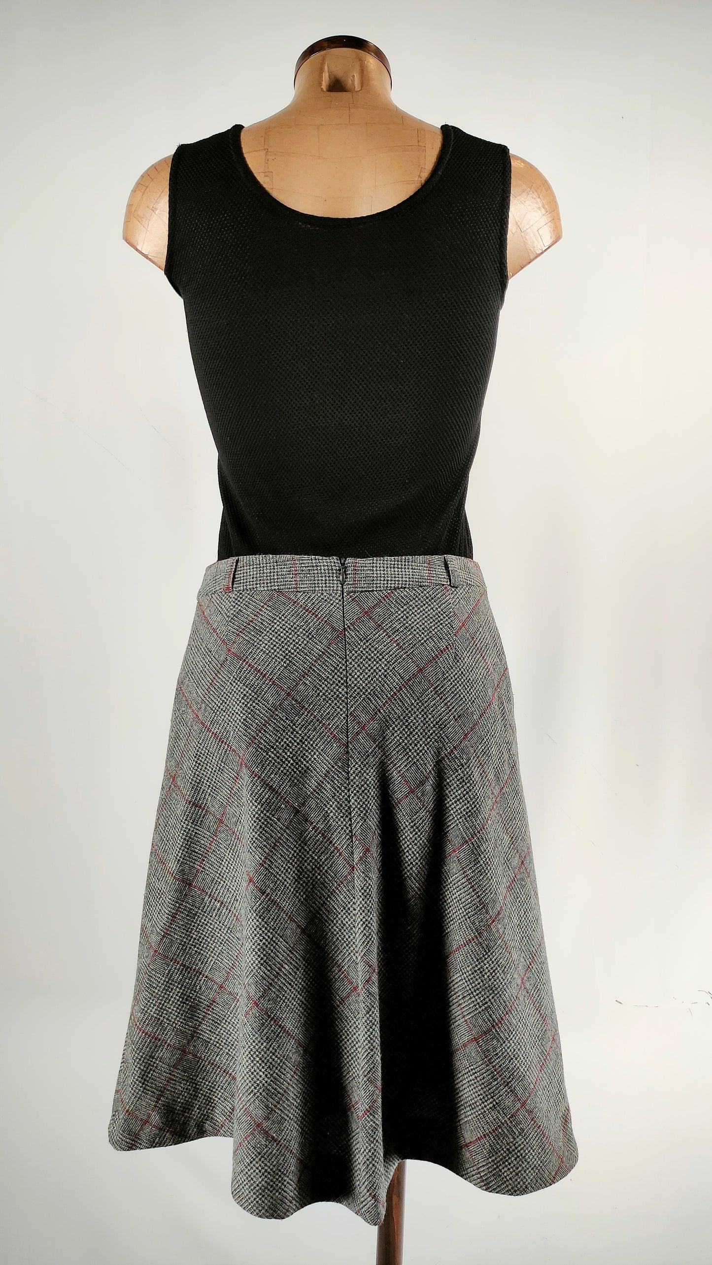 Falda evasé de cuadros Caroll