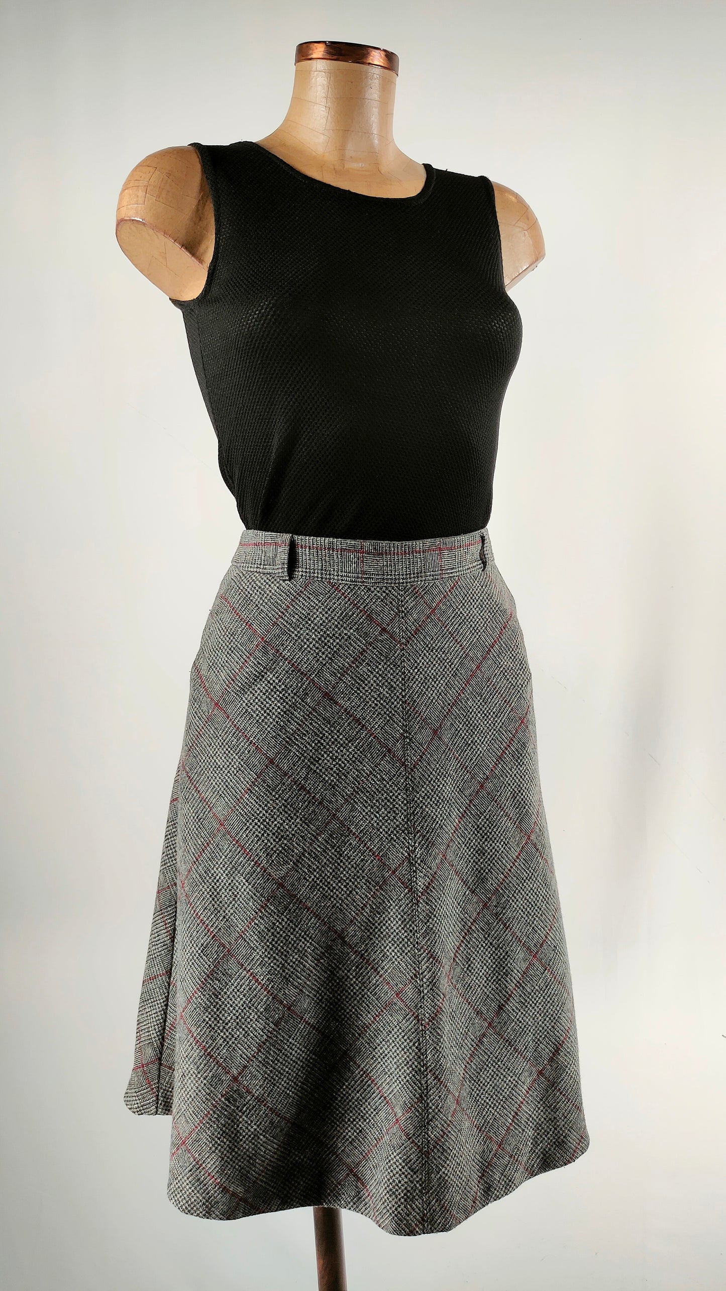 Falda evasé de cuadros Caroll