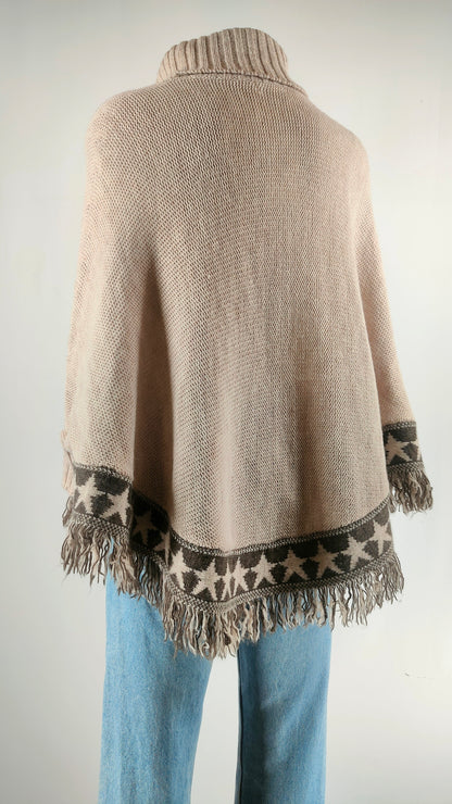 Jersey poncho con cenefa estrellas