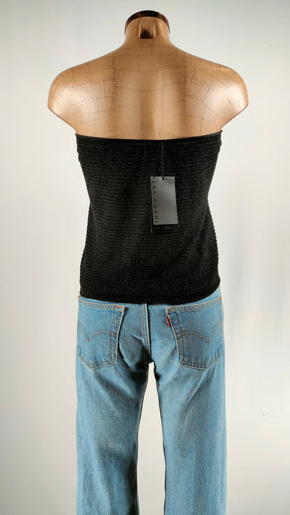 Top Alba Conde cenefa plateada