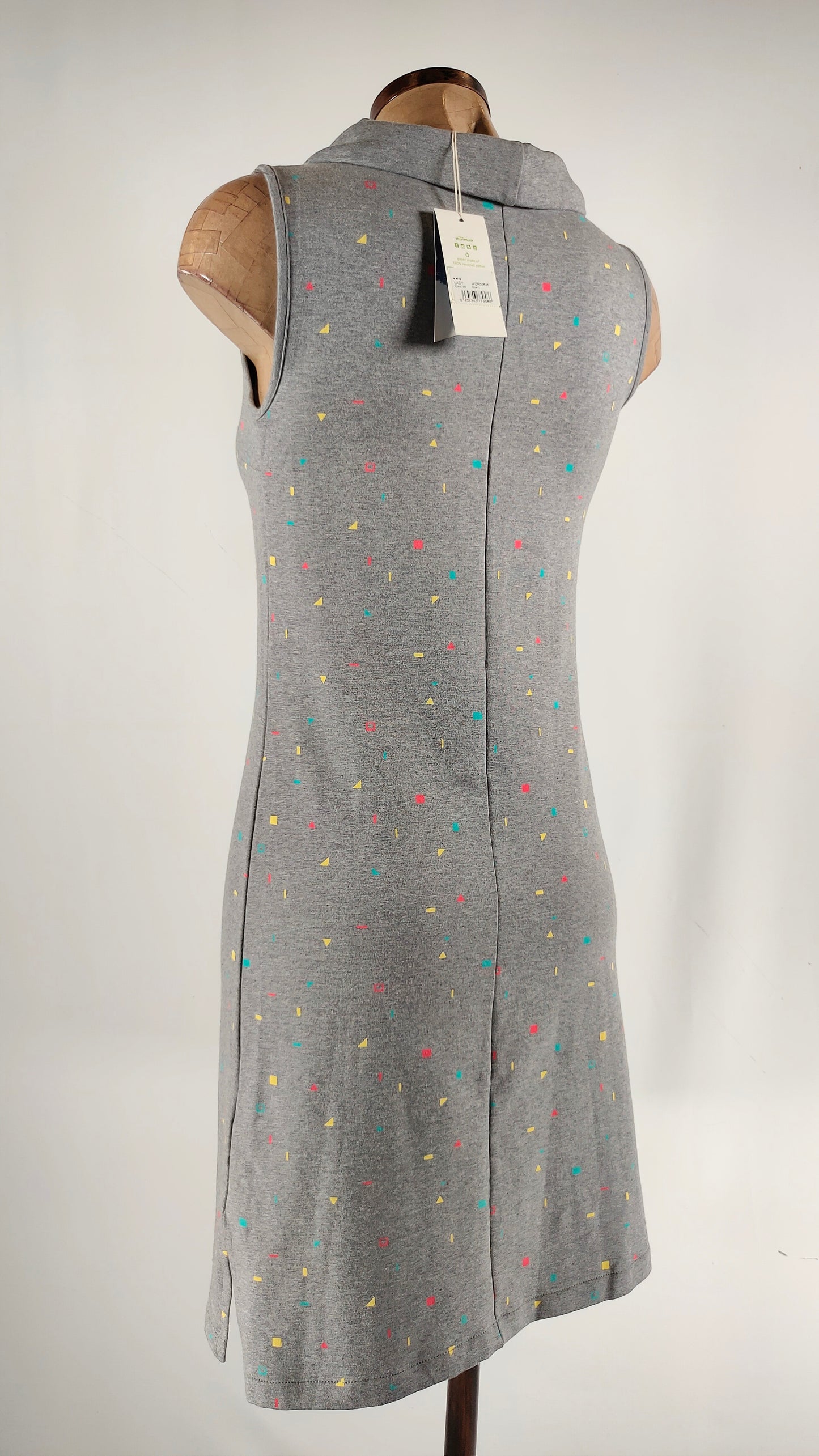 Vestido gris con figuritas geométricas Skunfunk