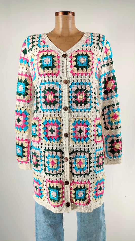 Chaqueta crochet multicolor