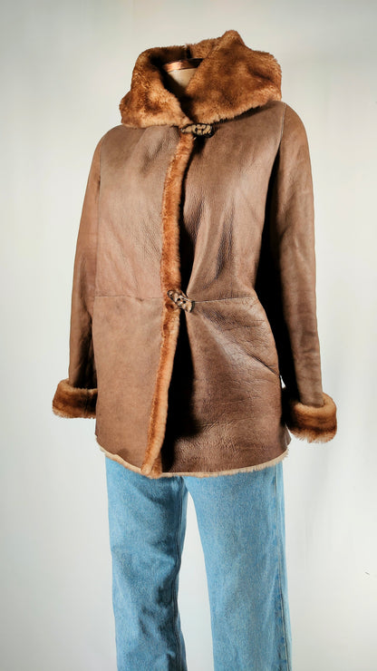 Chaqueta de piel vintage forrada de pelo
