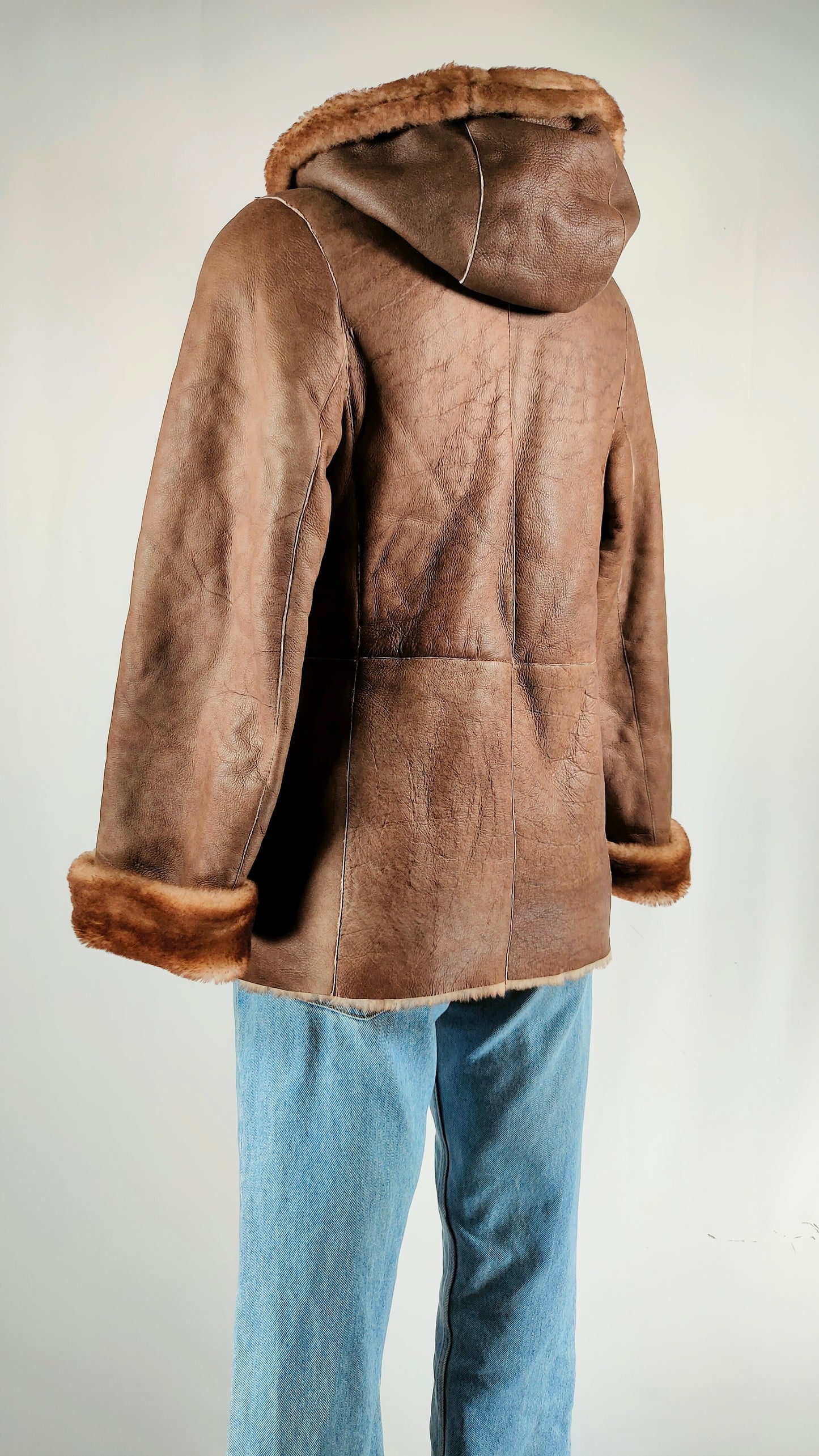 Chaqueta de piel vintage forrada de pelo