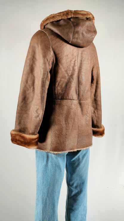 Chaqueta de piel vintage forrada de pelo