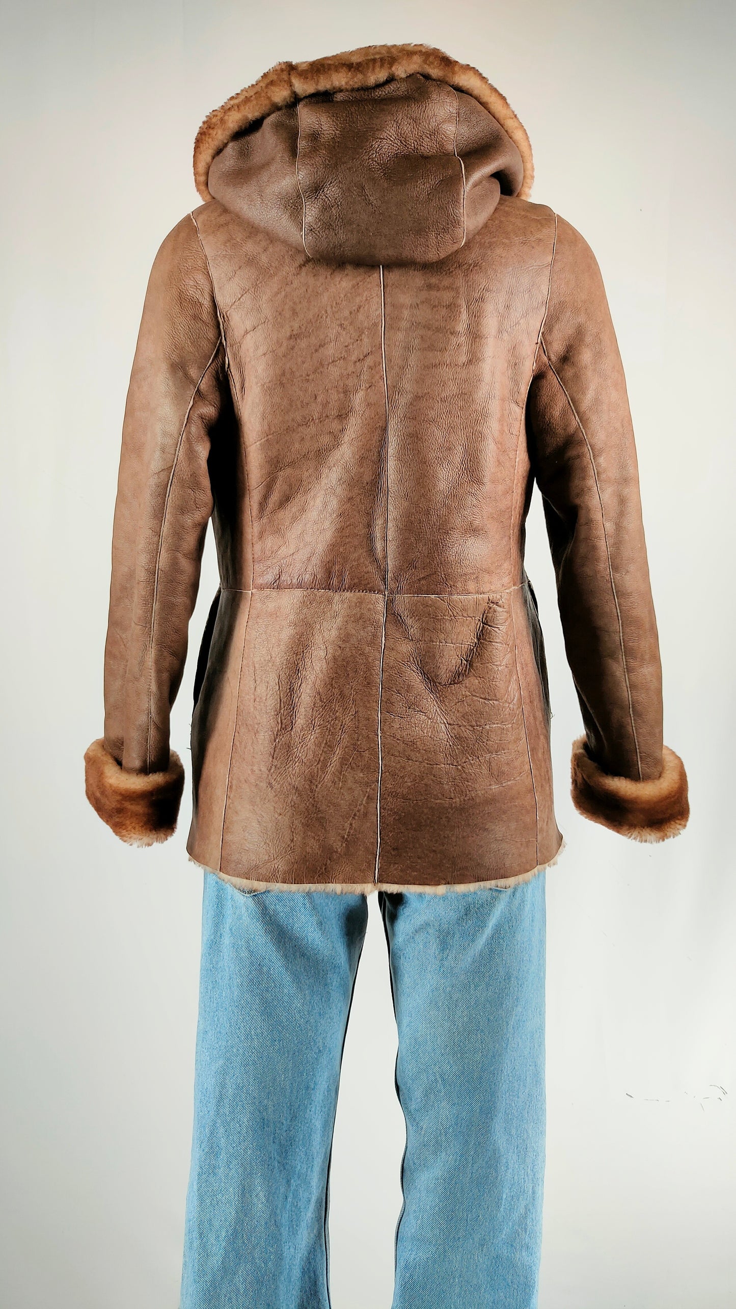 Chaqueta de piel vintage forrada de pelo