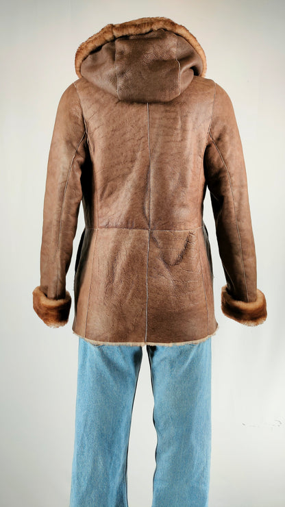 Chaqueta de piel vintage forrada de pelo