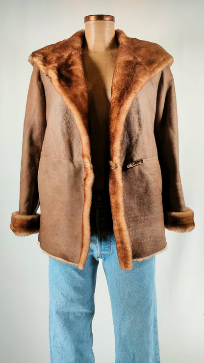 Chaqueta de piel vintage forrada de pelo