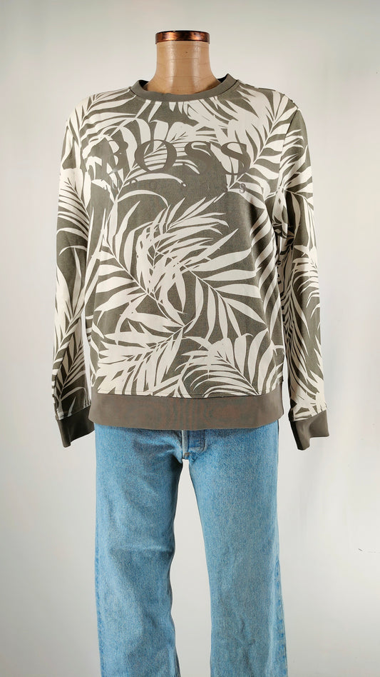 Sudadera Boss estampado caqui y blanco