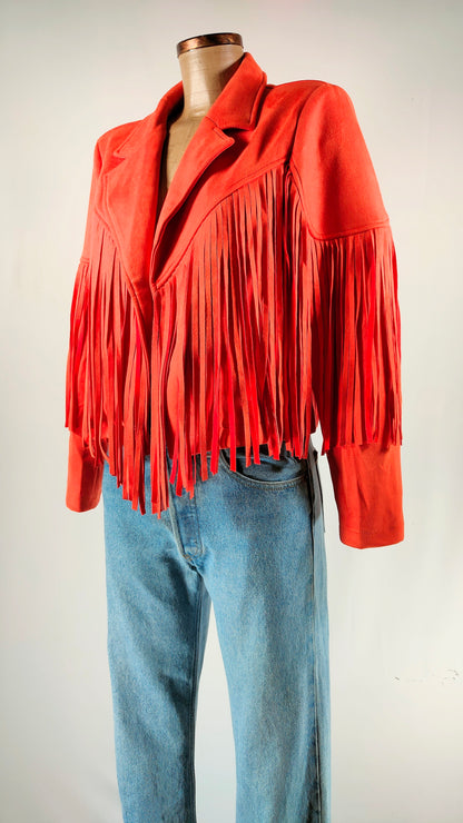 Chaqueta de flecos roja