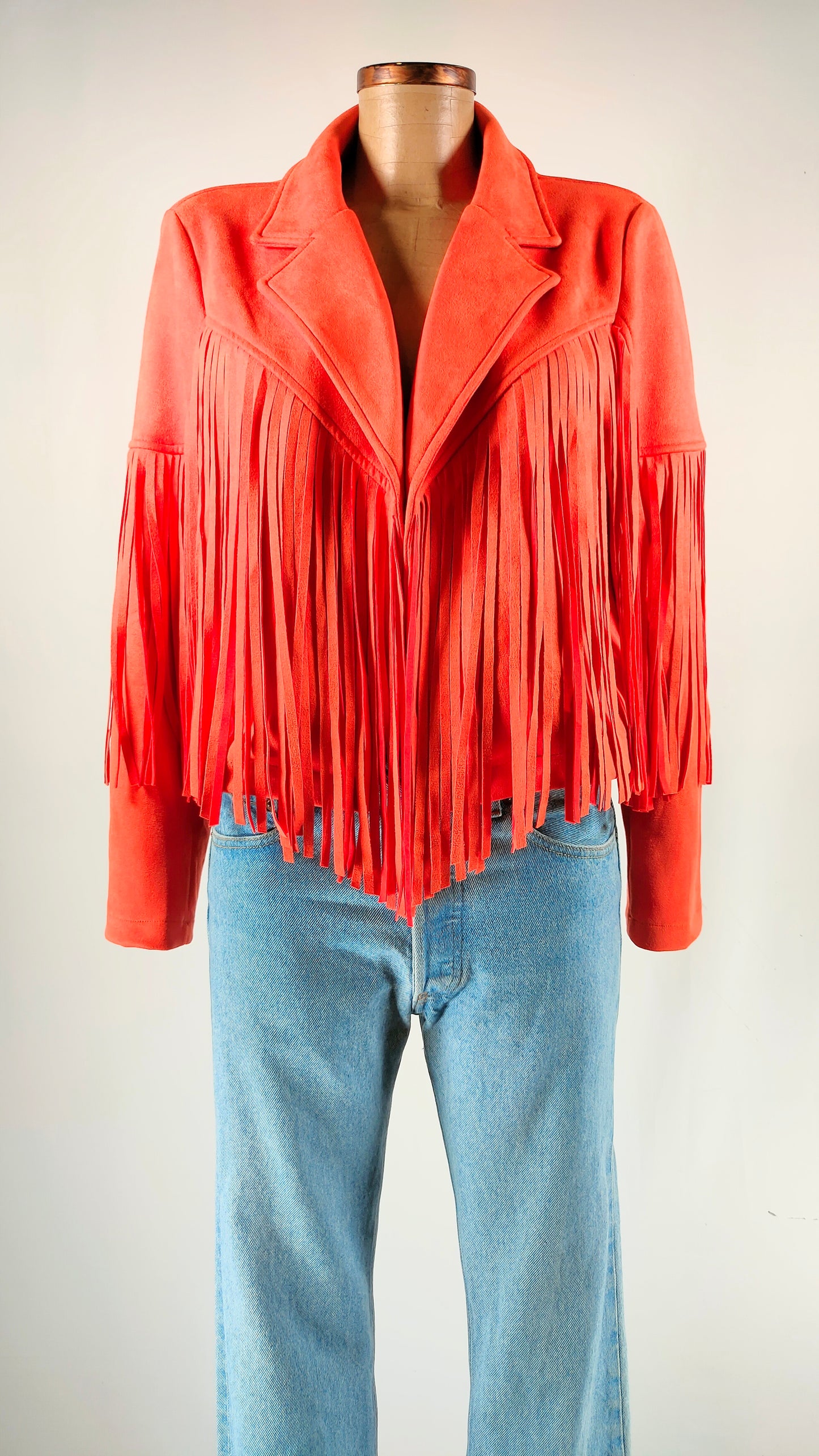 Chaqueta de flecos roja