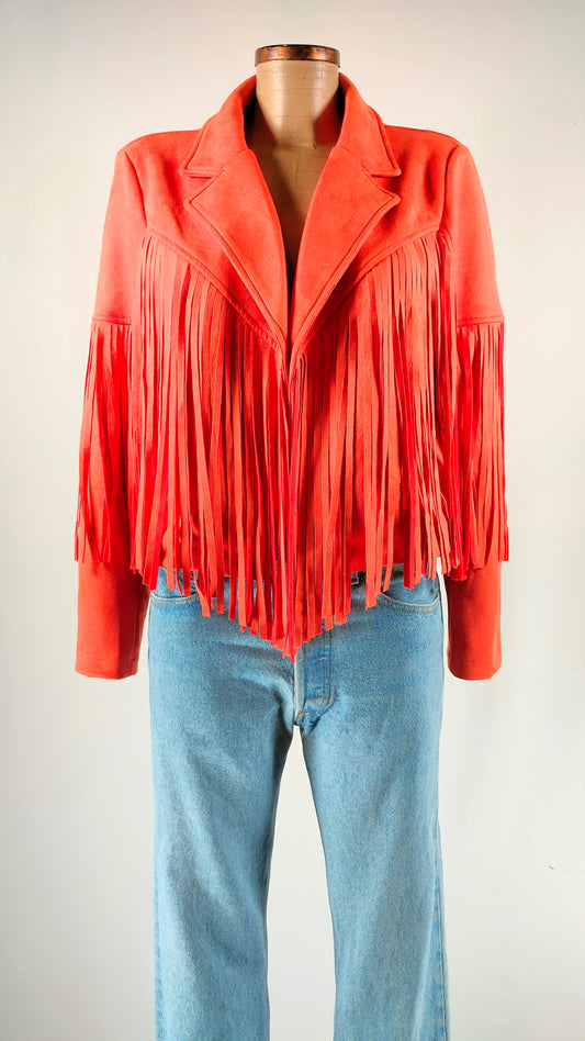 Chaqueta de flecos roja