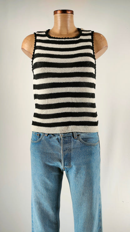 Top de hilo negro y blanco