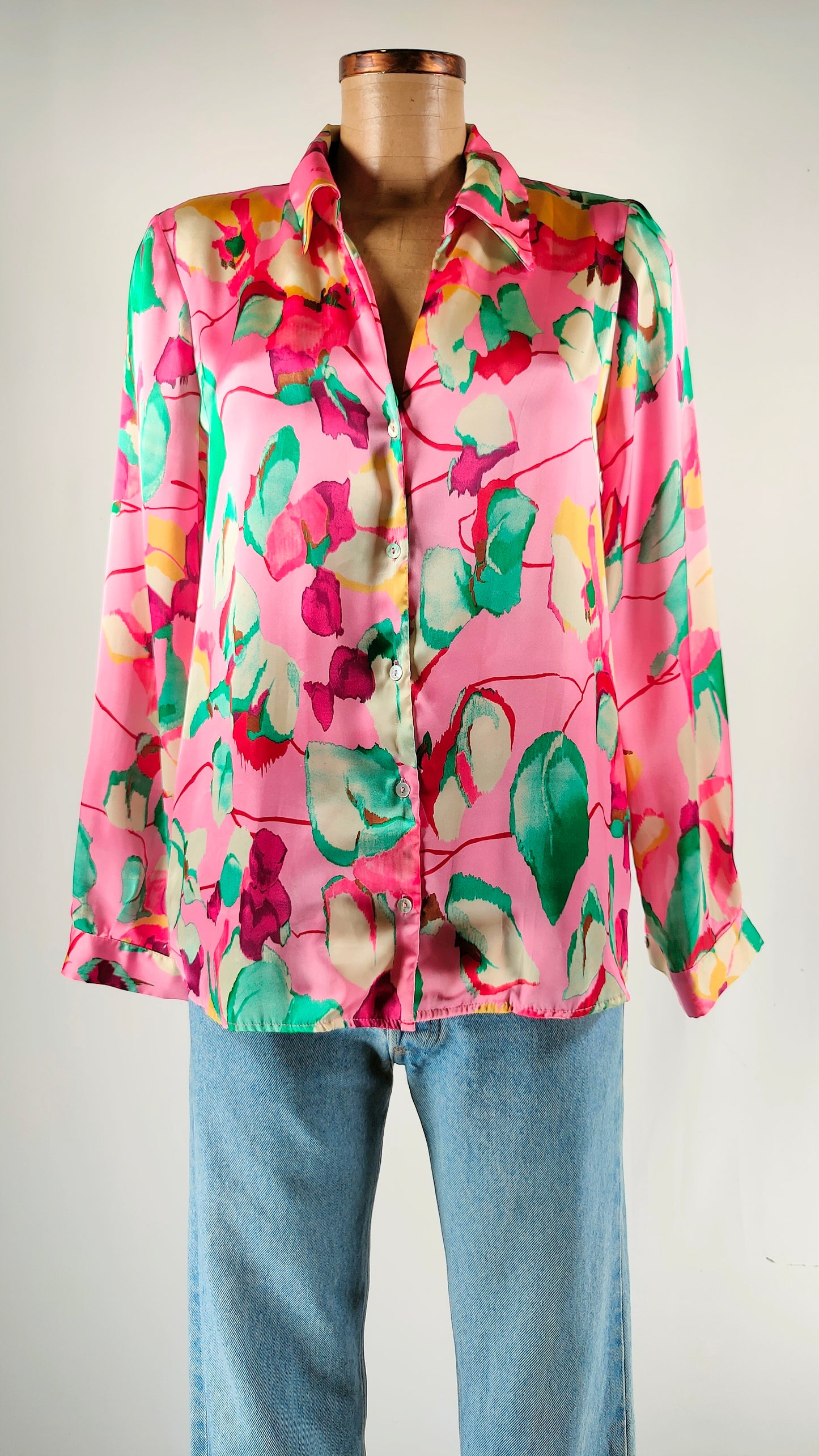 Camisa satinada rosa