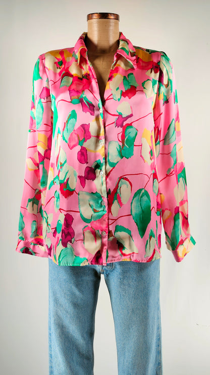 Camisa satinada rosa