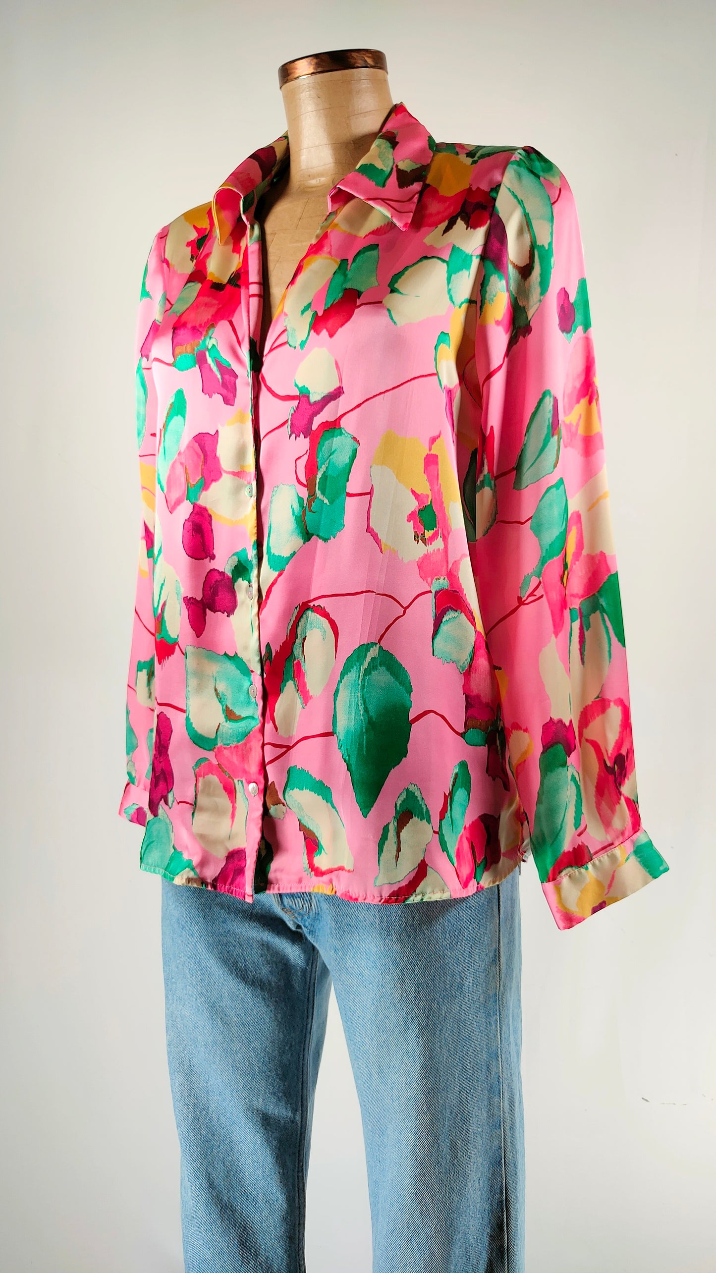 Camisa satinada rosa