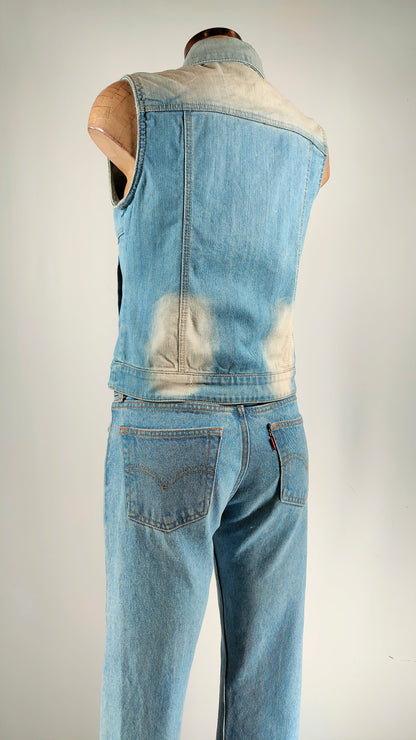 Chaleco tejano elástico azul claro