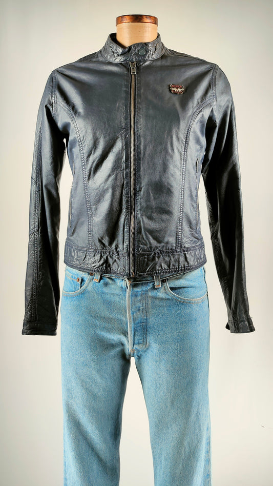 Cazadora de piel azul Super Dry